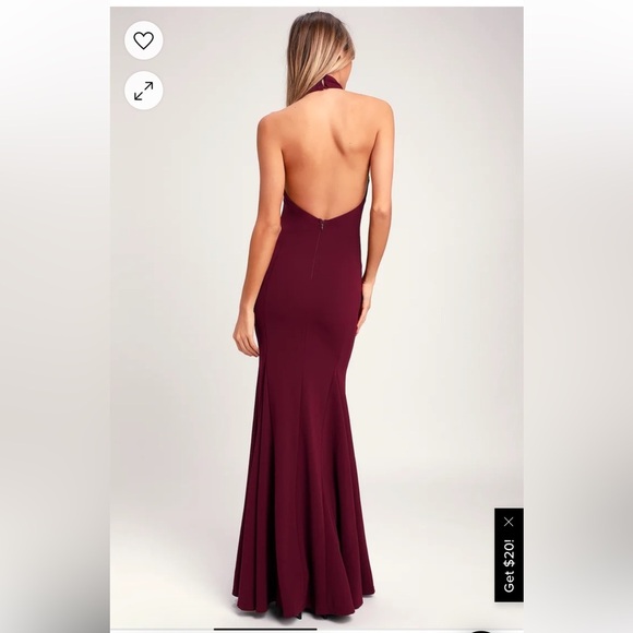 NWT Lulu’s Slice Of Joy Burgundy Halter Maxi Dress XL - Picture 2 of 11